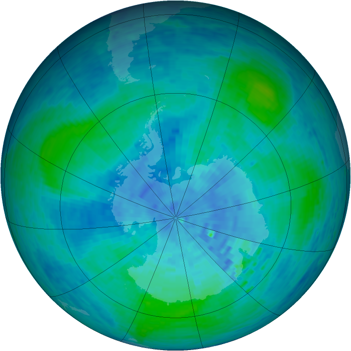 Antarctic ozone map for 24 February 1994